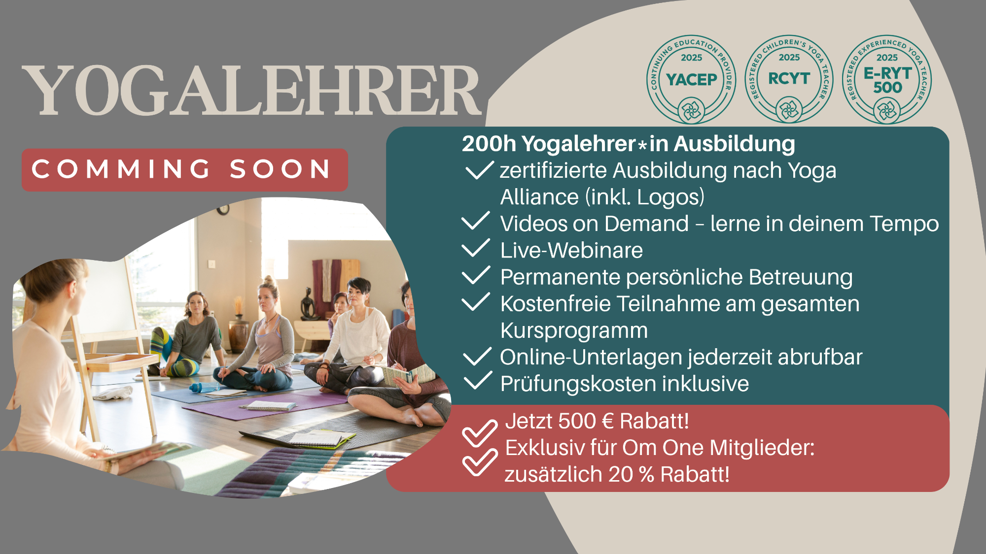 Yoga-Lehrer-Ausbildung in Österreich, bald verfügbar, mit verschiedenen Kursangeboten.